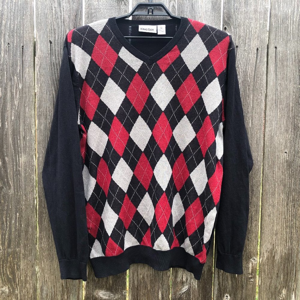 KingSize Sweater Argyle Diamonds Cotton XL Tall